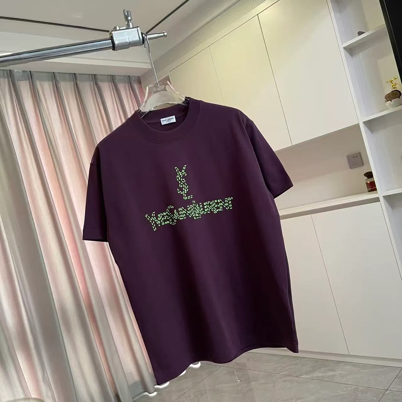 YSL* 2026 New Arrival logo 300g t Same Style Size：S M L XL XXL ：Black White Green Purple